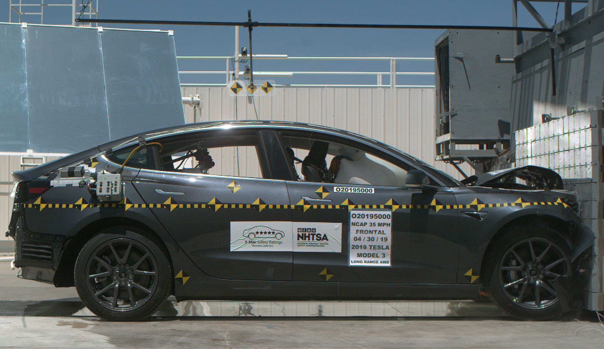 NHTSA frontal crash test of a 2022 Tesla Model 3